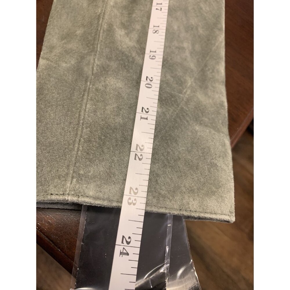 Pamela McCoy Olive Green Suede Long Leather Jacket Coat - Picture 7 of 8